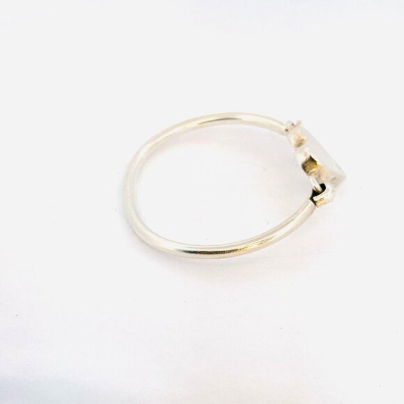 Estate Sterling Silver 925 Heart Bangle Bracelet, 6” Size Elegant Design, 14.78g - Picture 2 of 10